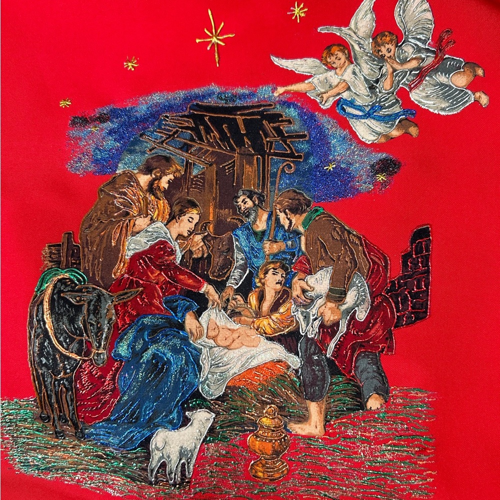 1 Set Appliques 5 pcs Vintage Religious Nativity Die-Cut Set in Rich Jewel